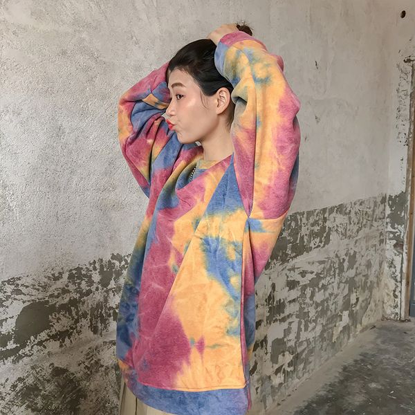 

контраст граффити graphic письмо tie dye streetwear толстовка с капюшоном скейтборд harajuku пуловер толстовки корейскую plus негабаритного, Black