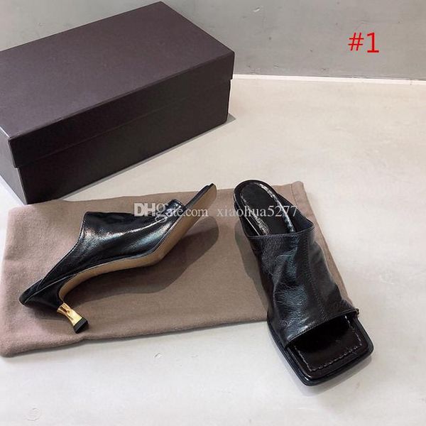 

fashionable and new stylelatest leather sandals matte leather women shoes square - mouthed, open-toed women high heel slippers, Black