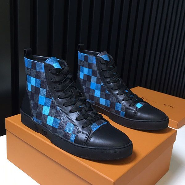 

new arrival basketball shoes fashion speed runner luxury high-casual shoes printed leather comfortable driving shoes for man i, Black