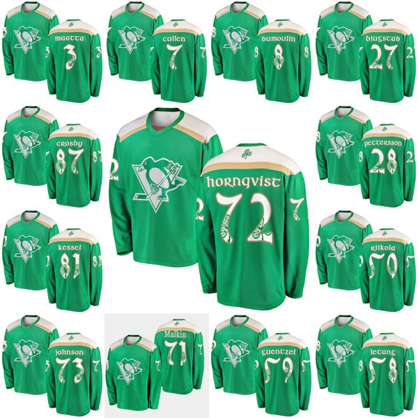 

Green 2019 St. Patrick's Day Jersey 72 Patric Hornqvist 81 Phil Kessel 71 Evgeni Malkin 58 Kris Letang 87 Sidney Crosby Hokcey Jerseys