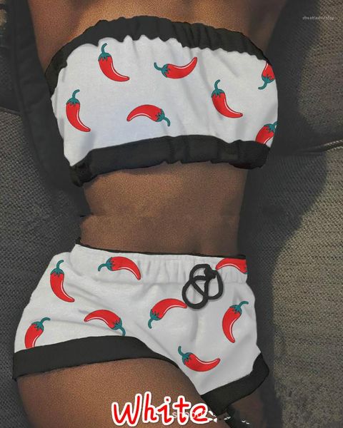 

boxer 2pcs bikini suits clothing women mid waist swimwear womens designer small red pepper tankinis vest and, White;black