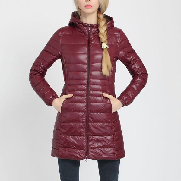

6xl 7xl plus size down coat female long winter ultra light down jacket women hooded feather jacket warm coat fd, Black