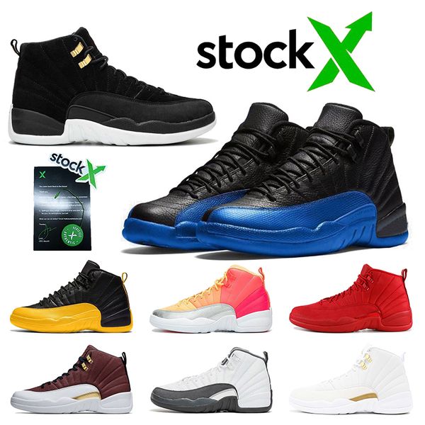 

12s reverse taxi game royal 2019 air jordan retro 12 women mens basketball shoes punch gym red university gold trainers sneakers, White;red