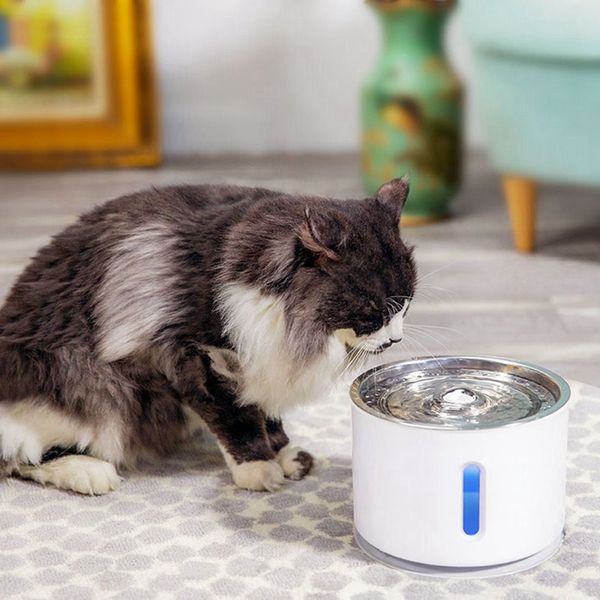 

new 2.4l automatic cat water fountain led electric mute water feeder usb dog pet drinker bowl pet drinking dispenser for cat dog