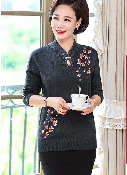 

new wool blends sweater women comfortable fashion plus size 40-50 years old middle-aged women pullover sweater t605, White;black