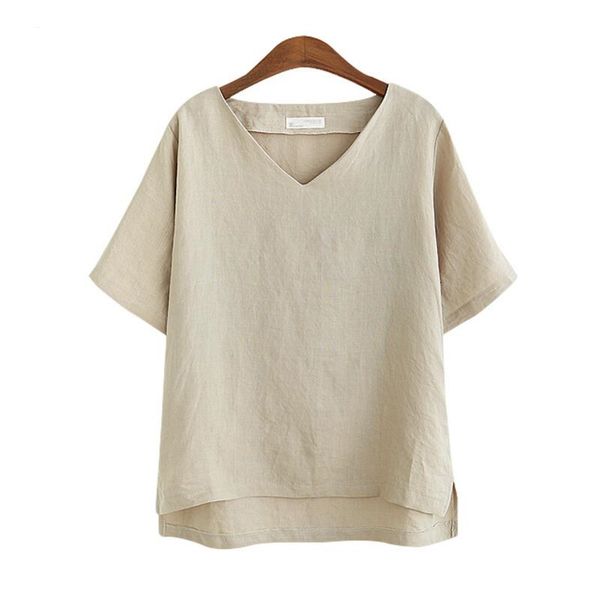 

plus size women blouses fashion woman blouses 2019 plus size cotton blouse short sleeve casual shirt blusas camisas mujer, White