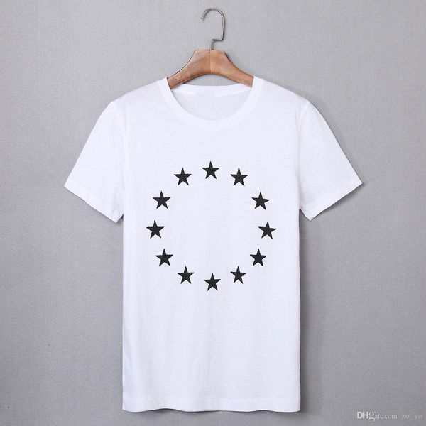 

2019 fashion man stars embroidery t-shirt brand cotton 100% short sleeve summer men t shirts remeras termicas, White;black