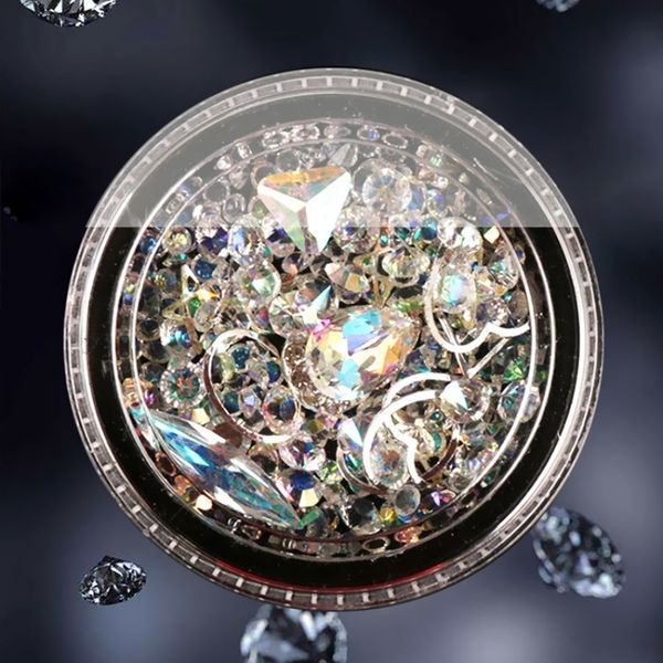 

new nail jewelry ab color rhinestone nail drill gold and silver steel ball ore metal rivet frame accessories decoration, Silver;gold