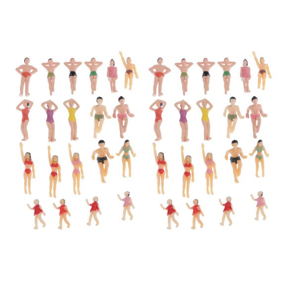 

40pcs model trains people figures scale painted beach crowd miniatures 1:50