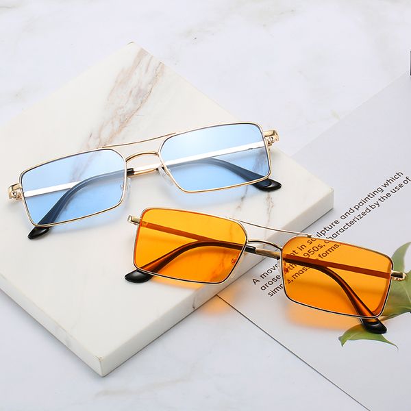 

tesia 2019 new women sunglasses square small metal frame brand orange fresh female eyewear uv400 de sol gafas 345, White;black