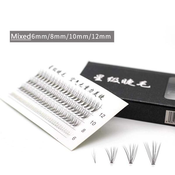 

6/8/10/12mm mixed in one tray flare eyelashes 0.10mm individual false eyelash extension 100 clusters