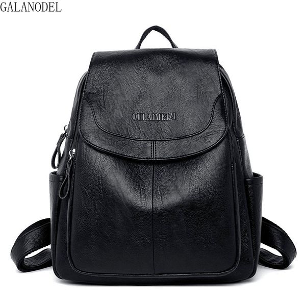 

2019 leather backpack female shoulder bag sac a dos ladies bagpack luxury designer large capacity women backpack girl mochilas