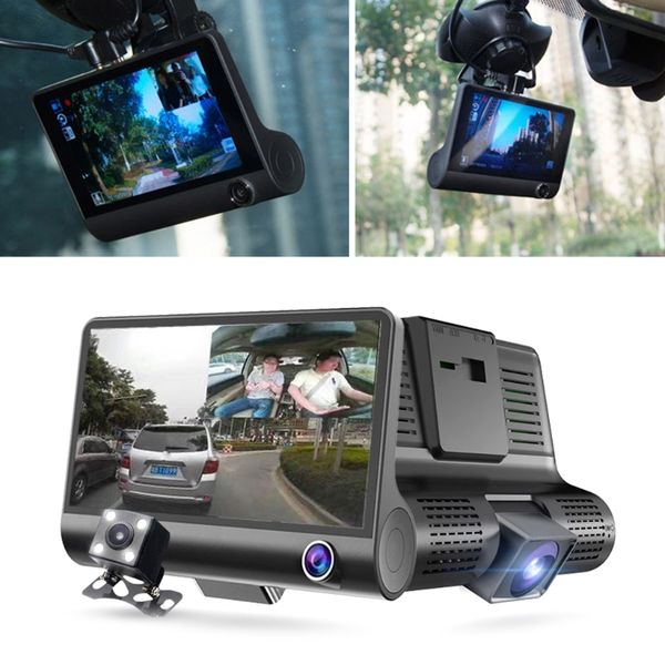 

dash cam camera 4 inch 1080p three lens car dvr camera vehicle camcorder 3 lens