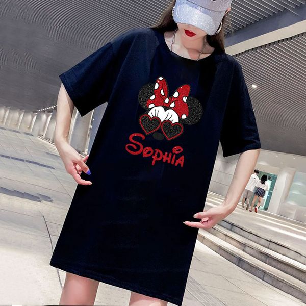 

fashion womens designer t shirt dresses 2020 new arrival women casual streetwear dresses tees dress with printed size -4xl d001a615, Black;pink