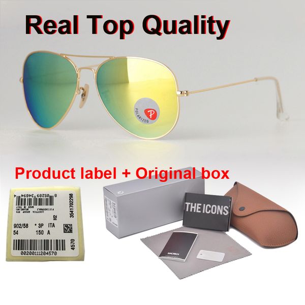 

58/62mm polarized pilot sunglasses brand design men women sun glasses metal frame plastic polaroid lens with case and label, White;black