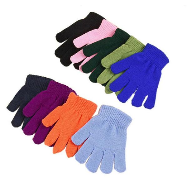 

children winter gloves boys girls magic kintted finger glove kids warm knitting mittens solid candy color gloves students outdoor glove 2020, White
