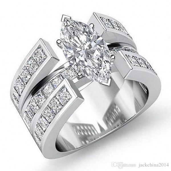 

victoria wieck luxury jewelry 925 sterling silver marquise cut white z cz diamond promise ring women wedding bridal ring gift, Slivery;golden