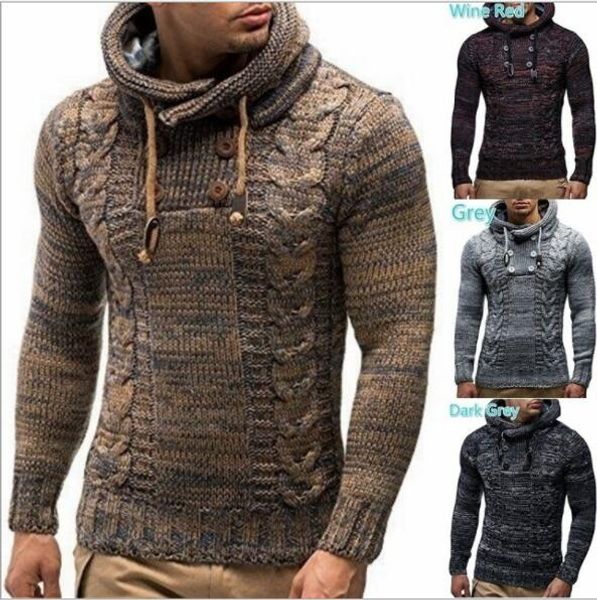 

2020 new 6383 autumn and winter explosion models men's slim high round neck sweater long-sleeved shirt, White;black
