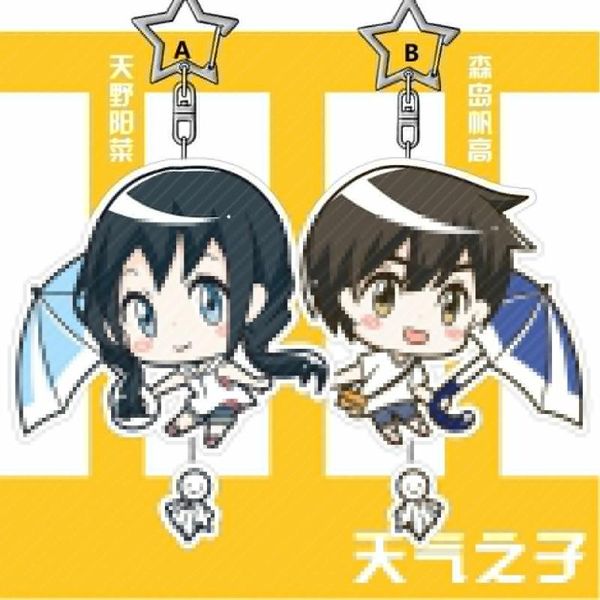 

keychain strap anime tenkinoko weathering with you amano hina acrylic cute 6cm, Silver