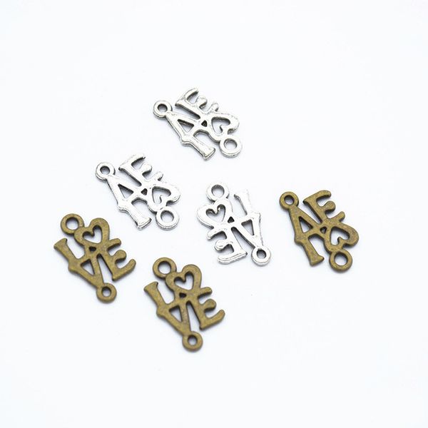 

160pcs love charms diy jewelry making pendant fit bracelets necklaces earrings handmade crafts silver bronze charm, Bronze;silver