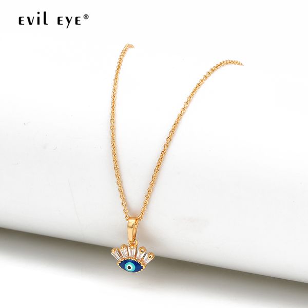

evil eye dropping oil pendant necklace gold color copper chain blue turkish eye charm necklace jewelry for women female ey6547, Silver