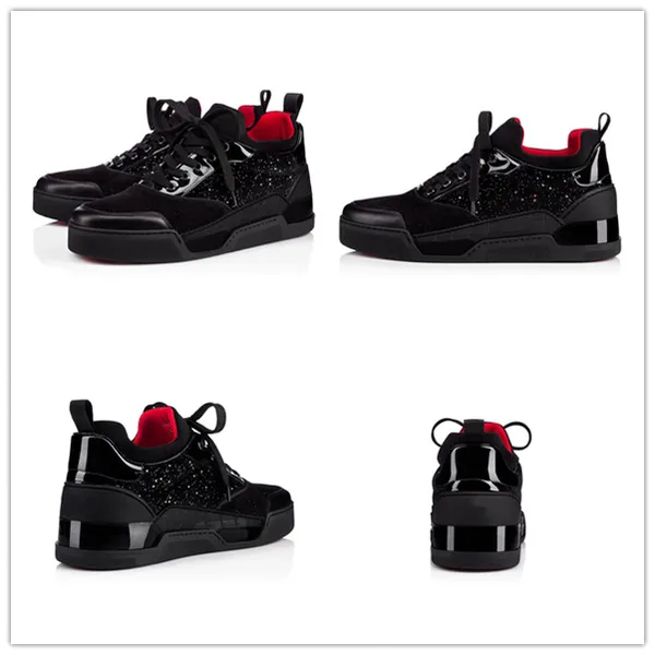 

new fashion black aurelien flat sneakers men women sneakers red bottom shoes men double color rivets low wholesale size 39-de9c#