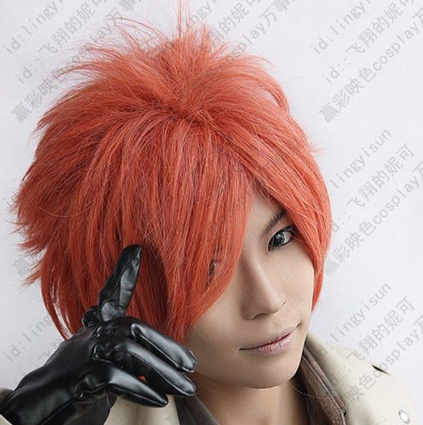 

оран средней школы хост клуб каору hitachiin короткие оранжевый косплей парик, Black