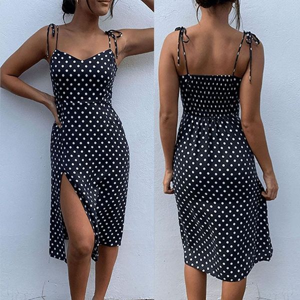 

women summer dress dot sleeveless mini dresses plus size casual loose black beach sundress 2020 women clothes