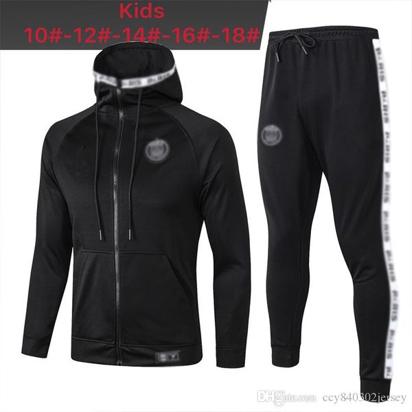 

kids 2019 2020 psg jordam x soccer jacket training suit 19/20 paris jordam football tracksuit cavani mbappe maillot de foot, Black