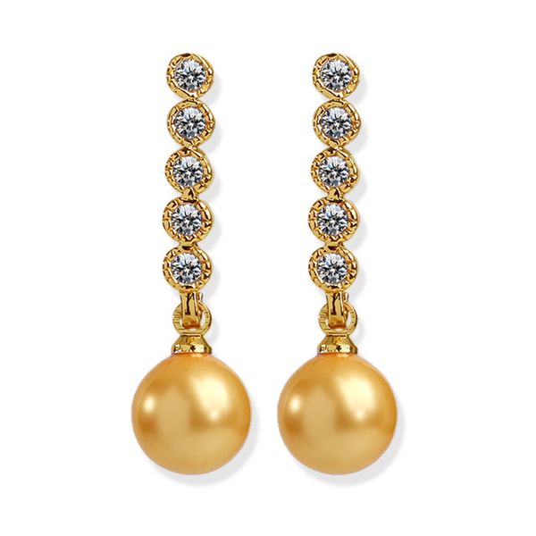 

fashion zircon long earrings natural pearl earrings tassel classic female, Golden;silver