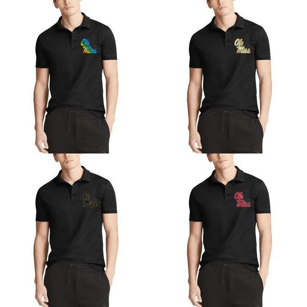

мужская дизайн печать миссисипи оле мисс повстанцы футбол гей-прайд радужный логотип черный хлопок рубашки поло классический персонализирова, White;black