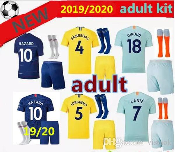 

18 19 20 jorginho hazard giroud soccer jersey men kits fabregas willian higuain morata kante, Black