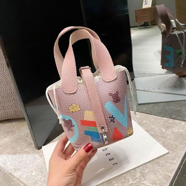 

сумки кошельки женского мультфильм doodle bucket bag мини девушка сумка плечо нового стиль lady crossbody сумка