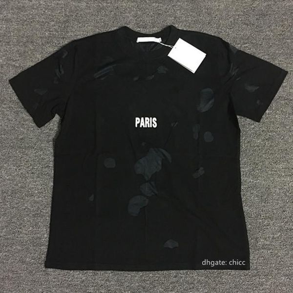 

20ss europe paris fashion big broken hole brand man clothes women men t shirts men's clothing 100% cotton print letter short sleeve t-s, White;black