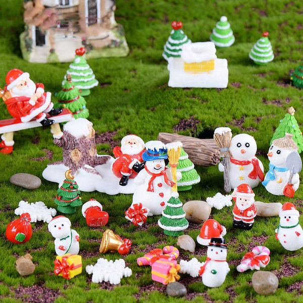 Christmas Resin Crafts Santa Crutch Gift Garden Decoration
