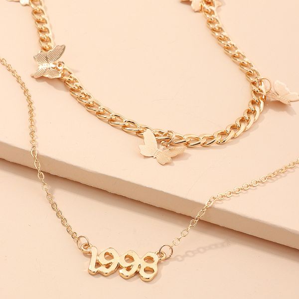 

fashion women necklace jewelry cold wind butterfly year digital birthday charms gold necklaces gifts for girls anniversary, Silver