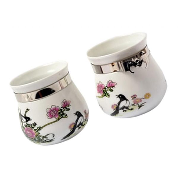 

set of 2 bird food water bowl cage feeding cups parrot bird rabbit pet - made of ceramic