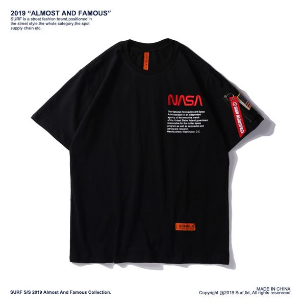 

designer men's summer tide brand nasa joint embroidery models men and women with the same paragraph short-sleeved loose, White;black