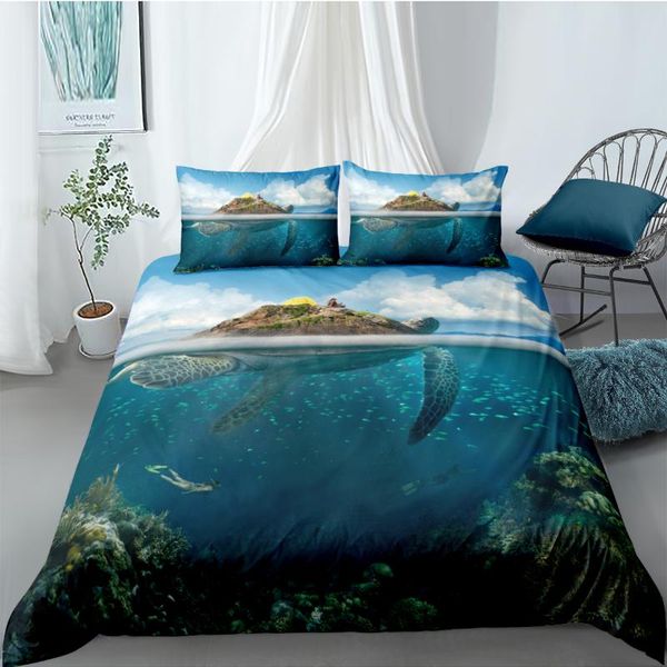 

3d duvet cover sets blue sea animal quilt covers comforter case bedding set king  full twin double single size bed linens