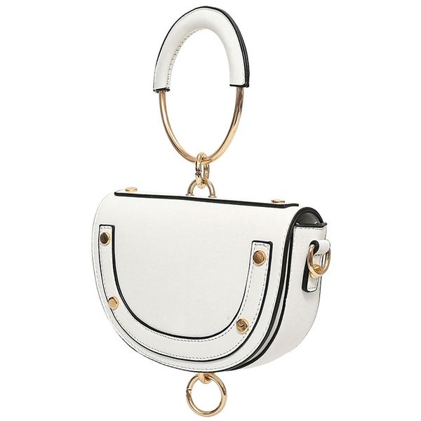 

famous designer handbags and women's bags 2019 new leather metal handle semi-circular ladies shoulder crossbody bag for clutch