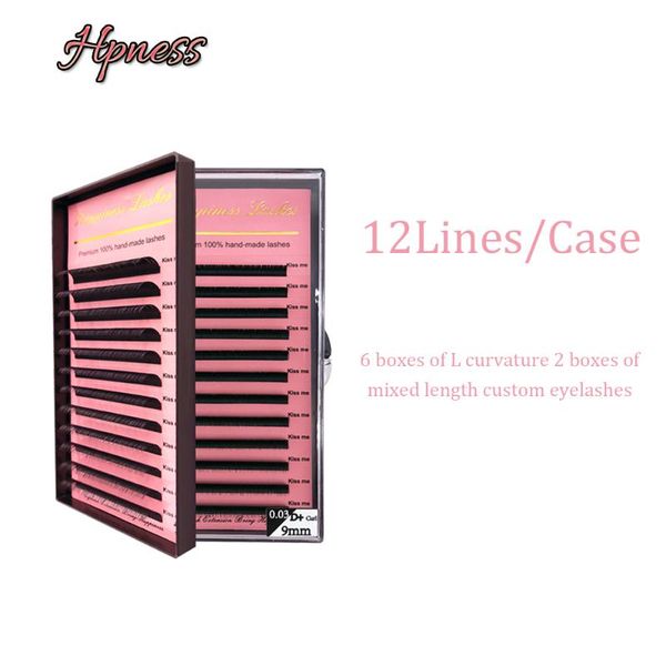 

6 boxes of l curvature 2 boxes of mixed length custom eyelash extension silk natural 3d mink individual lash