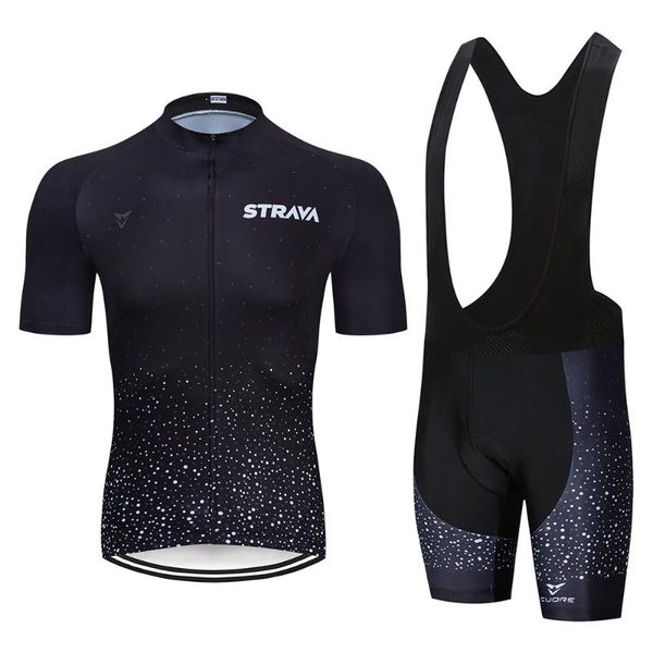 

2020 men black strava pro team summer mountain racing bike clothing/breathable quick dry cycling jersey sets, Black;blue