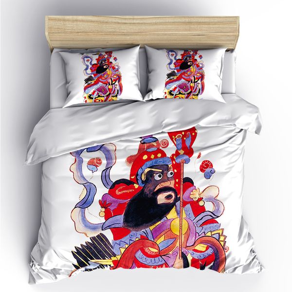

ahsnme door god duvet cover chinese ancient culture gods bedding set 2/3pcs quilt cover  size for double bed customize