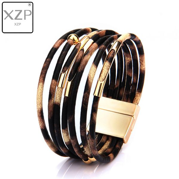

xzp leopard leather bracelets for women 2019 fashion bracelets & bangles elegant multilayer wide wrap bracelet jewelry, Black