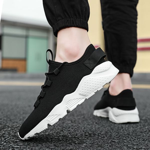 

2019 men casual shoes lace up sneakers lightweight comfortable mesh breathable walking sneakers fashion tenis feminino zapatos, Black