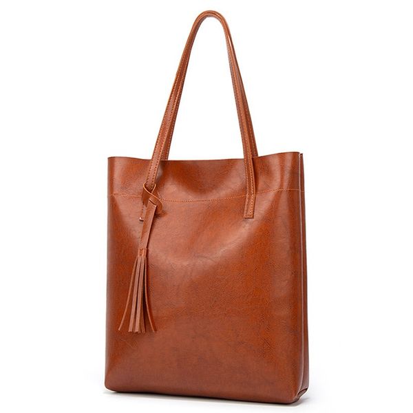 

soft leather handbag women's shoulder bag large capacity tassel handbag