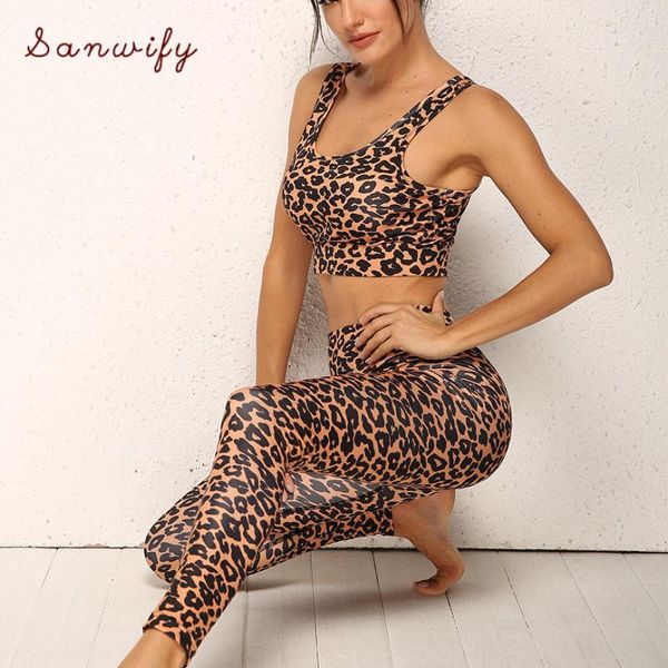 

2020 woman jogging fitness suit women sportswear leopard gym clothing plus size yoga set dry fit tracksuit sports bra kit, White;red