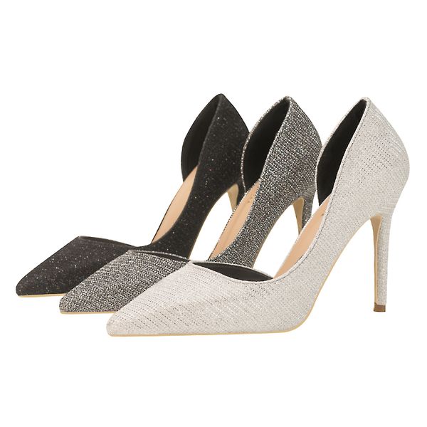 

net red thin high heels, bright surface, shallow mouth, pointed side, hollow out, night club, thin single shoes, women's high heels