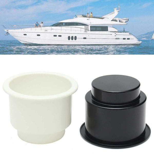

black/white water bottle holder plastic marine boat rv car cup drink can with water outlet easy install/clean up durable 11x8cm