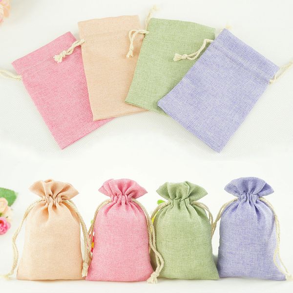 

wholesale cationic fine linen imitation linen bag beam mouth jewelry bag drawstring gift tea packing bag environmental protection original e